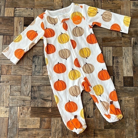 Carters Pumpkin Infant Footed Pajama’s - Picture 1 of 9